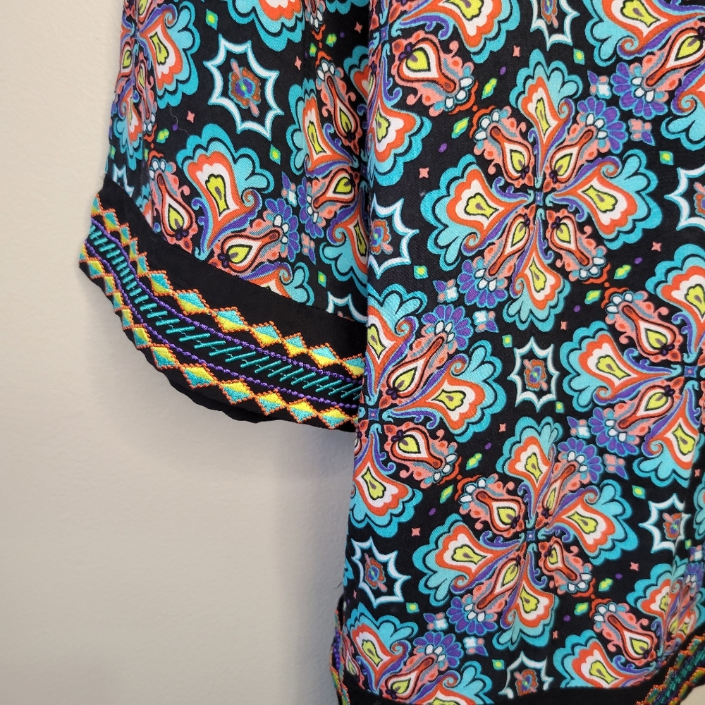 Nanette Lepore Swim Paloma Embroidered Tunic Beach Pool Coverup Dress Sz Medium - Picture 7 of 14